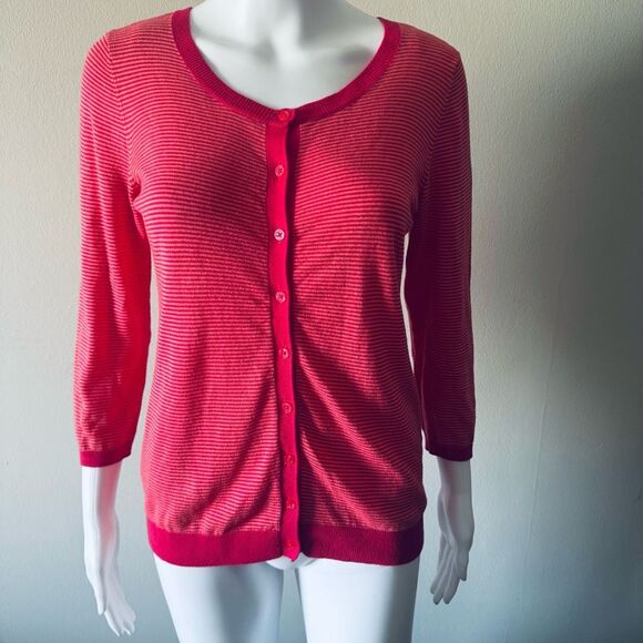 The Limited Pink Striped 100% Cotton Cardigan Size M - Picture 2 of 6